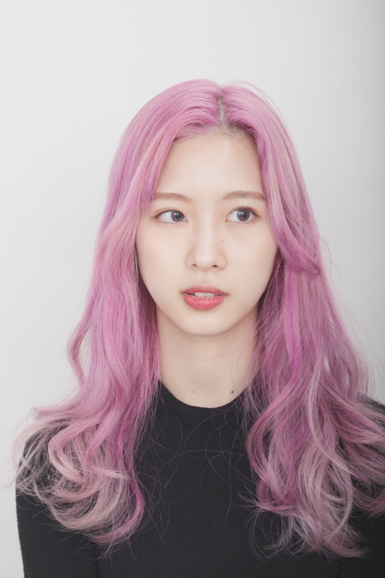 韓国風ピンクカラーの髪型 ヘアスタイル ヘアドレ