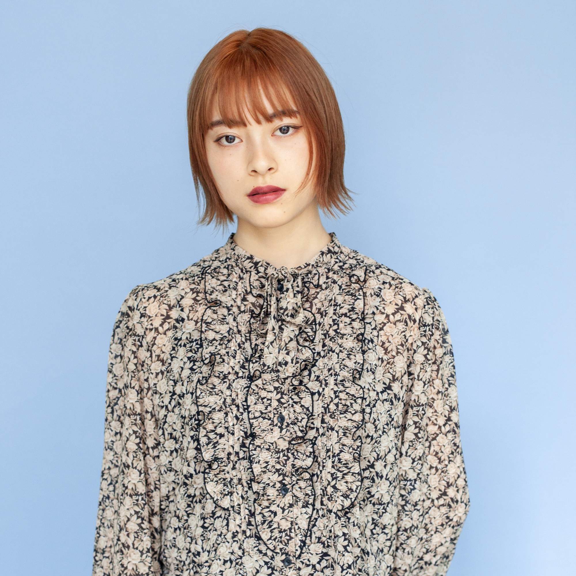 ボブ ミニボブ オレンジの髪型 ヘアスタイル ヘアドレ